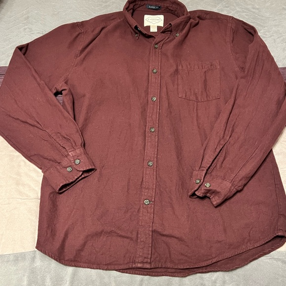 St Johns Bay Maroon/Burgundy Size Large Mens Casual Button Down - Picture 1 of 2